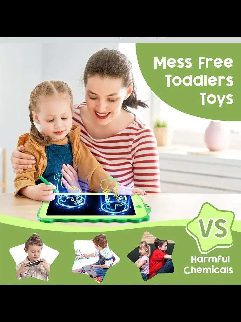 8.5in Dinosaur LCD Writing Tablet for Kids, Colorful Toddlers Toy Drawing Board